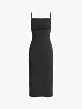 Einfarbiges, rückenfreies, plissiertes Midikleid